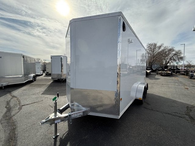 26 ALCOM ENCLOSED CARGO Base in White — front three-quarter view